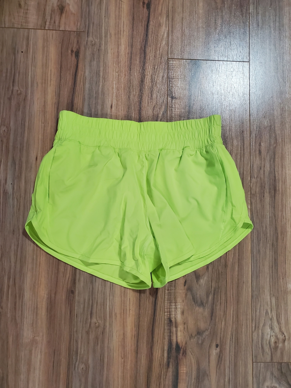 Women's Neon Green Athletic Shorts with Elastic Waist
